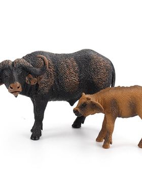 PVC Solid African Grassland Buffalo Model Attacking African