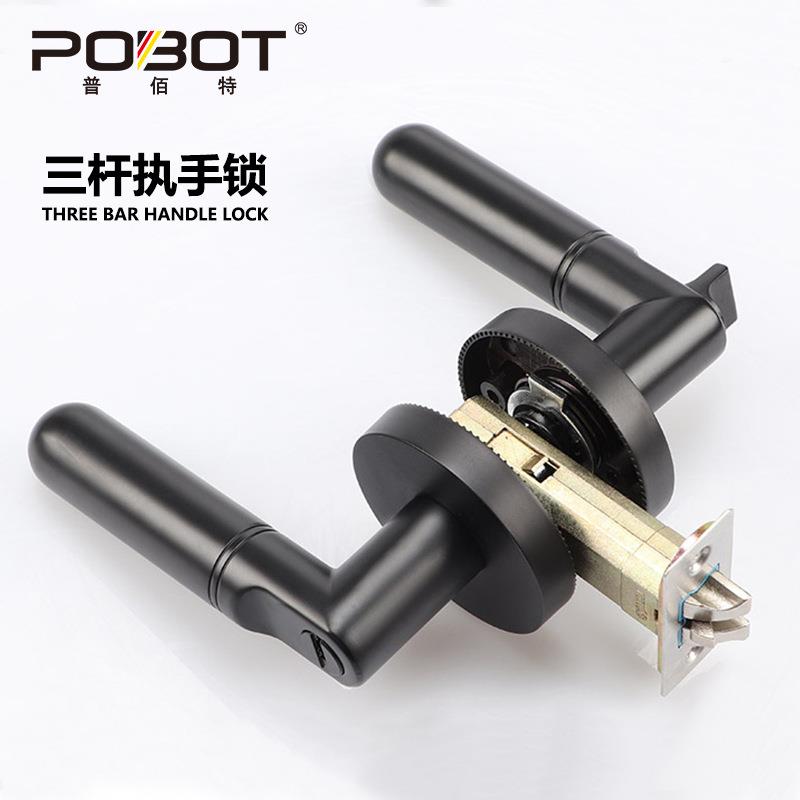 锁具门锁把手三杆执手锁卧室门锁酒店卫生间重型单舌球形锁通道锁
