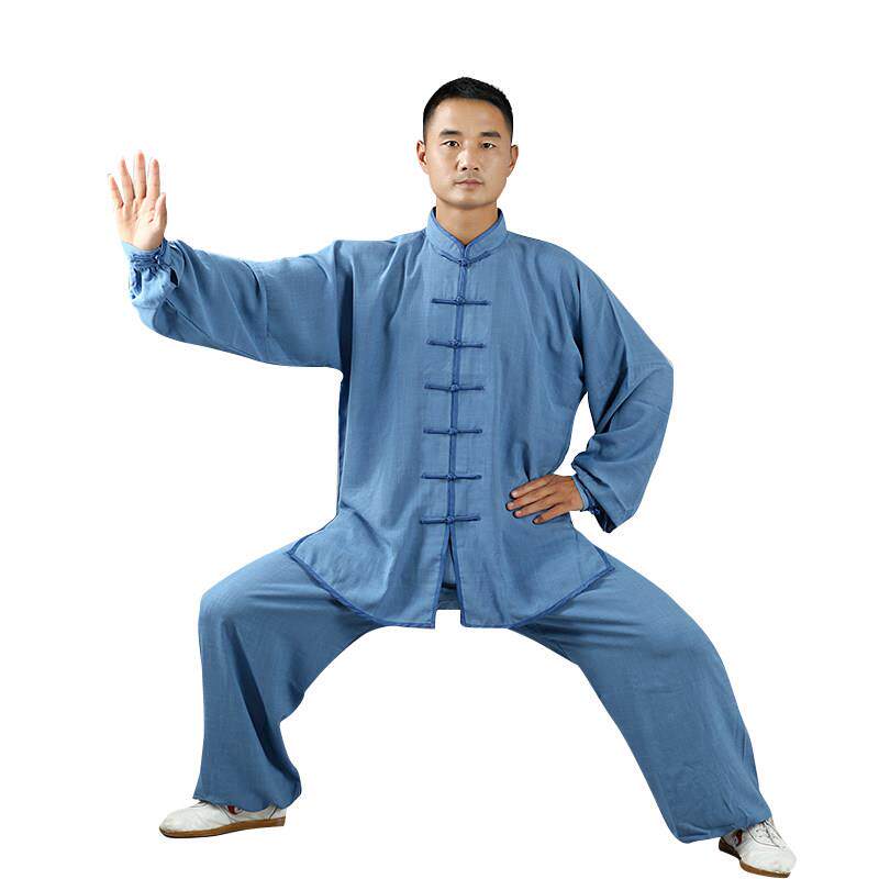 太极拳服亚麻女棉麻刺绣男中国风长短袖春秋冬练功武术比赛表演服