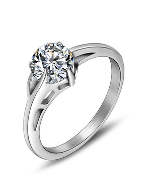 Simple titanium steel ladies ring with loose diamonds fashio