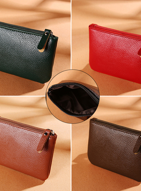极速Women Solid Color PU Leather Coin Purse Retro Litchi Pat