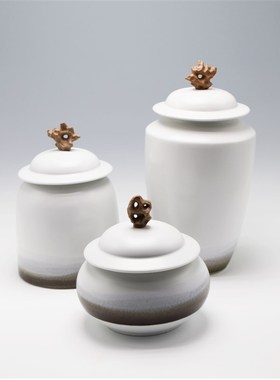 新中式水墨陶瓷罐摆件软装客厅书房博古架摆设样板房售楼处装饰品