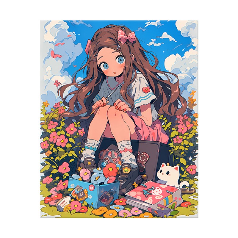 网红数字油画2023新款糖果女孩无基础diy手绘手工油彩画丙烯填充