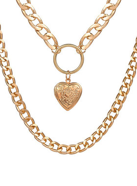 极速New Love Pendant Necklace Alloy Double Layer Clavicle Ch