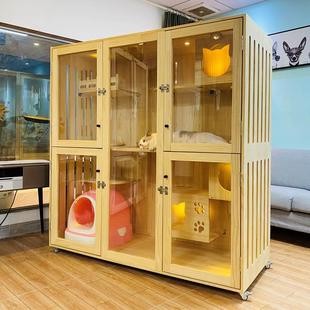 极速l猫别墅实木猫笼豪型华猫偶猫缅因猫猫舍猫展示柜大宠物笼窝