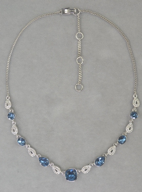 极速G 铜镀金 蓝色水晶宝石镶嵌 短款  项链