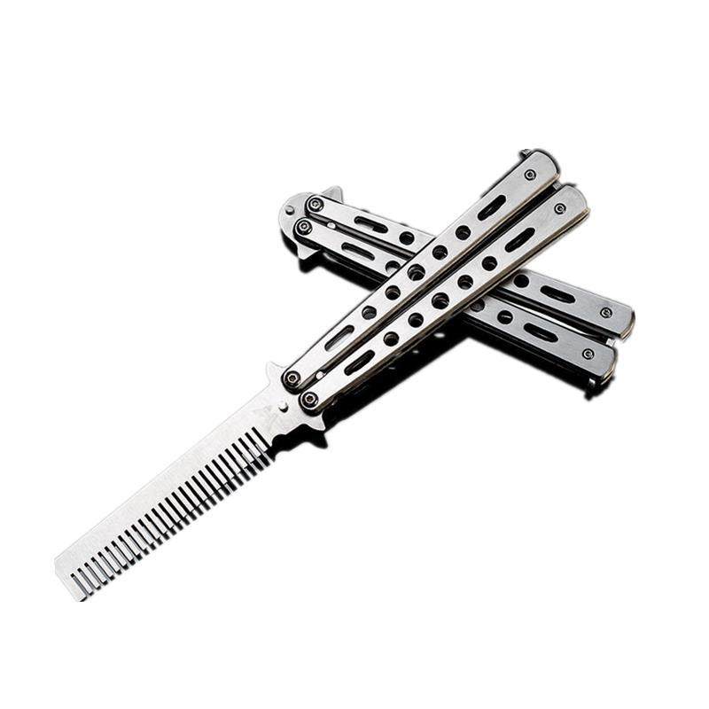 蝴蝶梳子CSGO折叠梳初学者新手甩手刀不锈钢蝴蝶练习刀梳未开刃