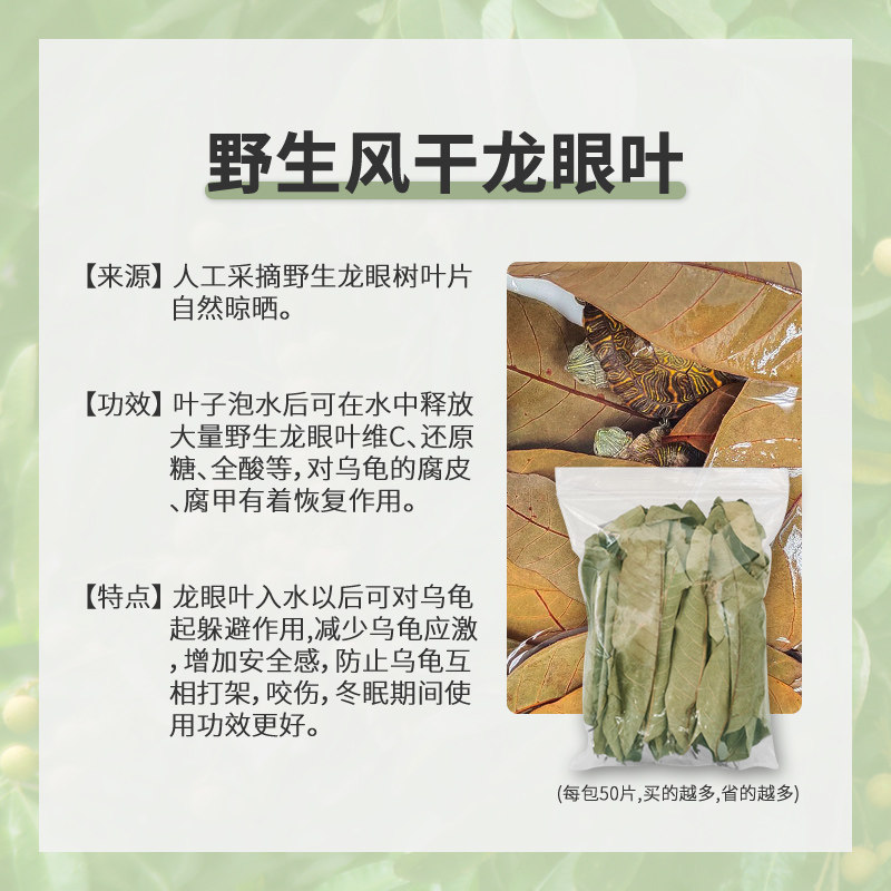 好货龙眼叶养龟巴西龟预防腐皮改善水质乌龟缸造景龟用鳄龟草龟叶