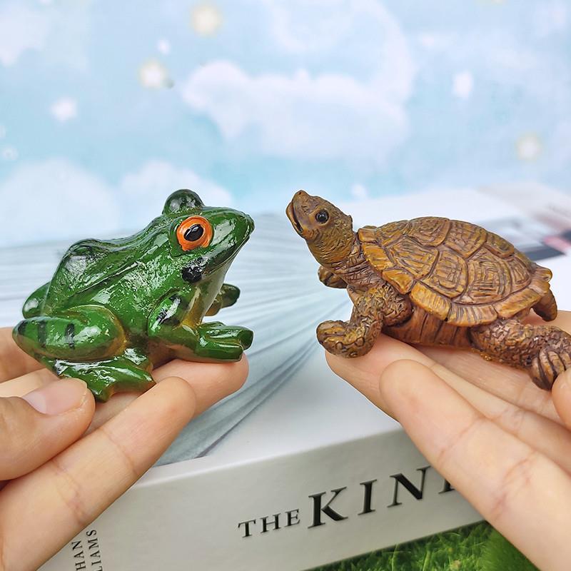 仿真小青蛙乌龟摆件鱼缸假山盆景造景装饰品庭院水池微景观小摆件