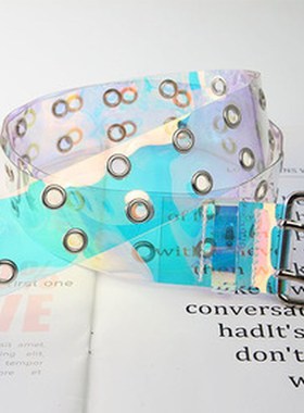 2021 Two Row PVC Clear Belt For Women Fashion Pin Buckle Fem