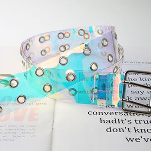 2021 Two Row PVC Clear Belt For Women Fashion Pin Buckle Fem