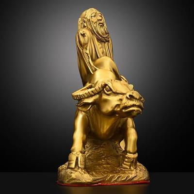 全铜老子骑牛摆件道德天尊老君骑牛铜像生肖牛办公室室内桌面装饰