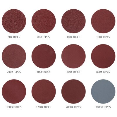 极速120Pcs 50mm Sandpaper Assortment 60-3000 Grit Sanding Di