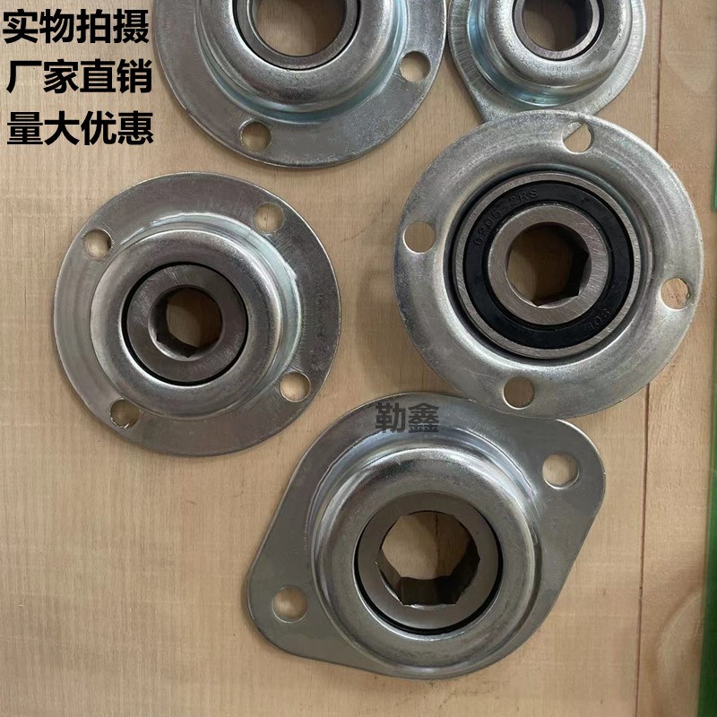 农机播种机带钢板冲压座六方孔四方六凌六角轴承 6205 6206 6207
