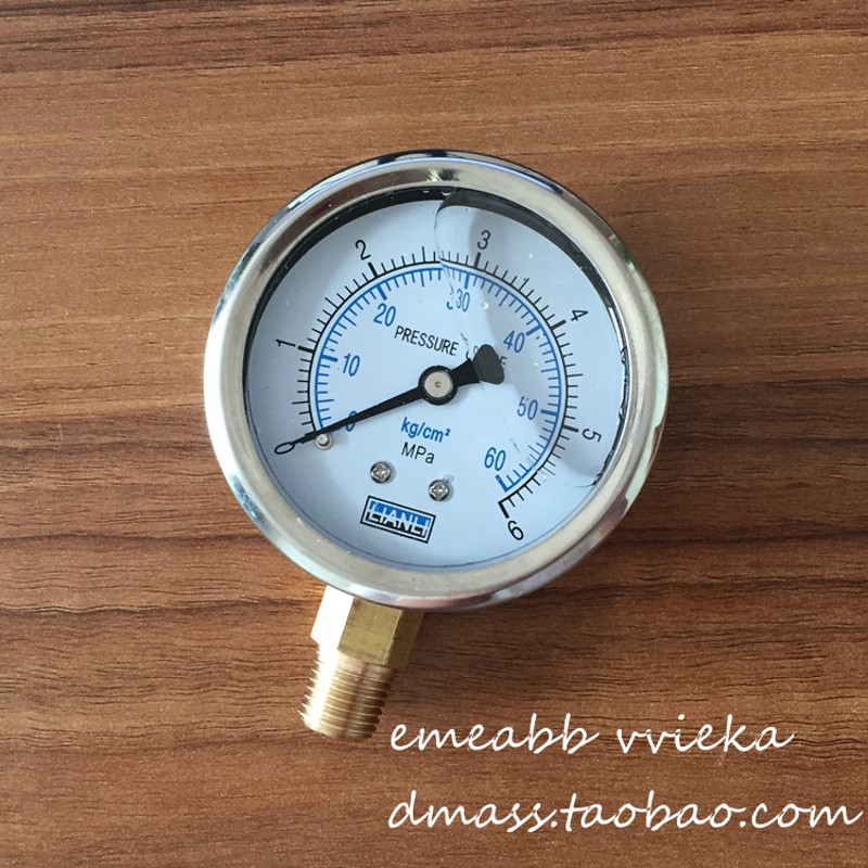 2.5MPA/25KG油浸液压耐震压力表0-6MPA油压表60KG气压表PT1/4径向