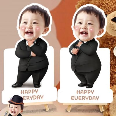 迎宾牌宝宝儿童生日周岁百日宴卡通kt板人形立牌桌牌百天桌摆定制