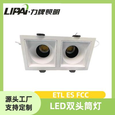 ETL LED双头方形嵌入式筒灯FCC100-130v2*12W5cct27k30k35k40k50k