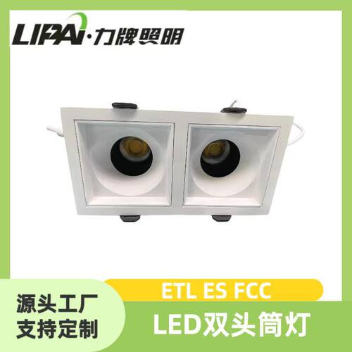 ETL LED双头方形嵌入式筒灯FCC100-130v2*12W5cct27k30k35k40k50k