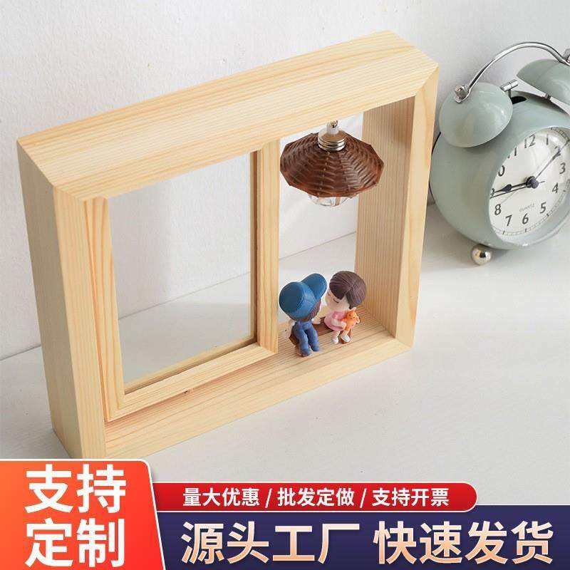 创意双面旋转寸寸木质相框摆台个性相册情侣礼品纪念木质相框