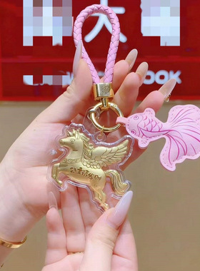 足金999钥匙扣黄金手机挂件马上