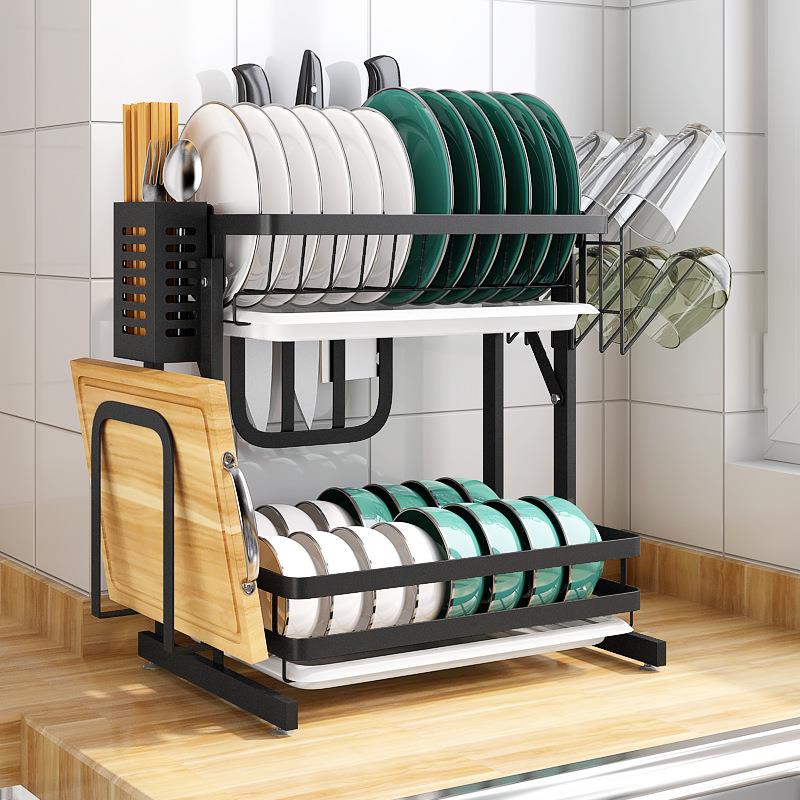 不092-折叠锈钢厨免房置水物架碗架沥架收纳盒碗盘子碟碗筷打孔台