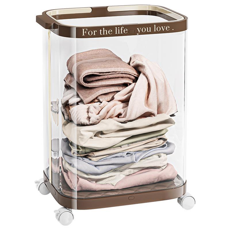 明脏9635家用高颜篮值脏衣服衣收纳筐大透容量卫生间带提手移动洗
