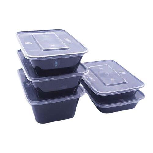 厂家加厚一次性饭盒500ml650ml黑色透明外卖打包盒方形饭盒快餐盒