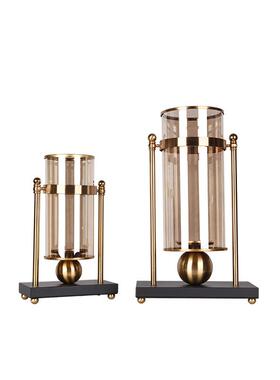 北欧铁艺玻璃花瓶摆件客厅装饰仿真花插花样板房轻奢家居金属饰品