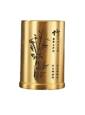 黄铜桌面笔筒摆件家用创意高档牙签罐牙签筒笔筒办公室高档铜笔筒