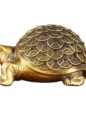 黄铜乌龟摆件金钱龟金龟工艺品办公室客厅装饰品铜乌龟