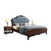 美式 轻奢风实木床1.8米现代简约主卧双人床1.5米软包床头储物婚床