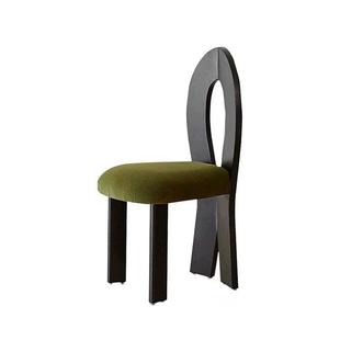 网红人鱼椅设计师创意餐椅原木椅子靠背现代简约化妆凳子软包坐垫