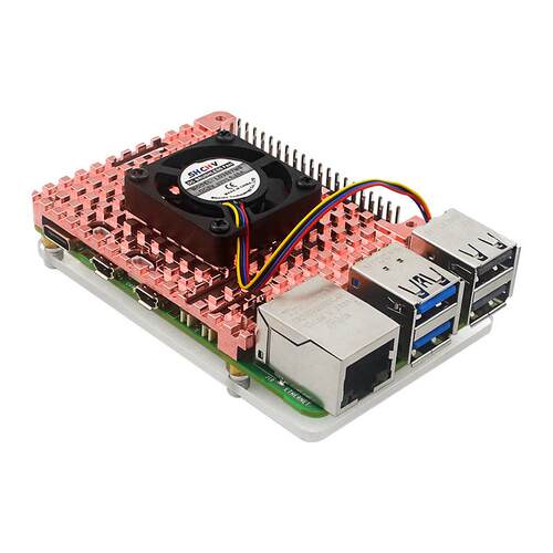 树莓派5散热外壳RaspberryPi5代主板纯铜散热片可安装小风扇