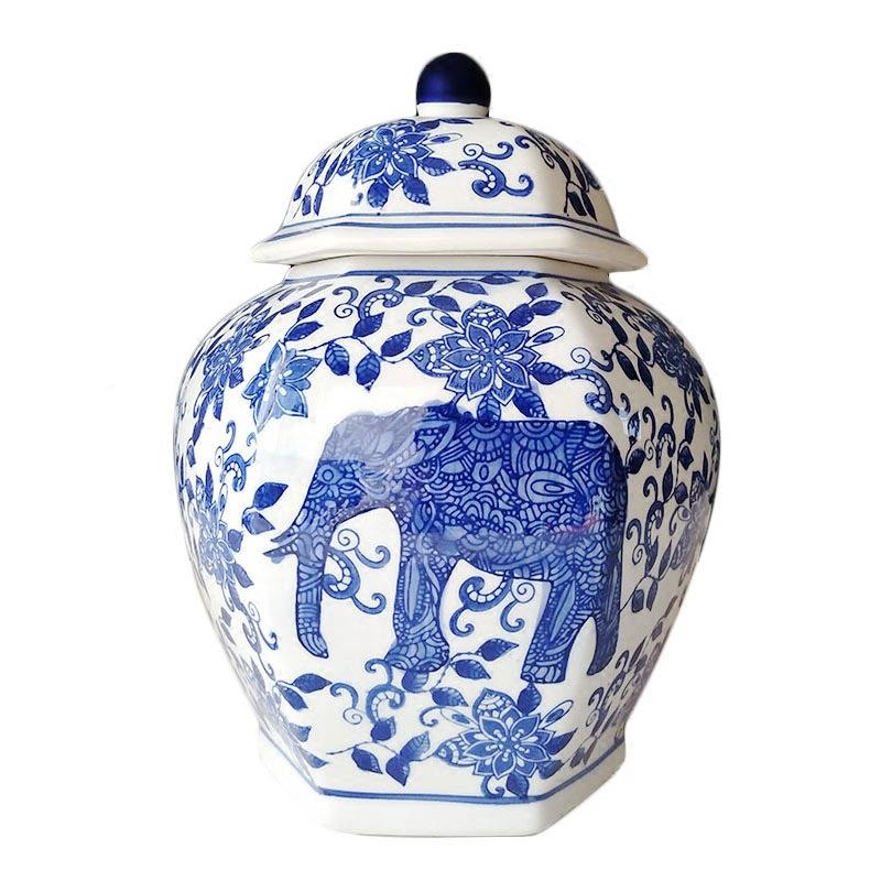 玄现代新中式青陶瓷花瓷储物罐KPN摆件创意家居摆电视柜关设软装