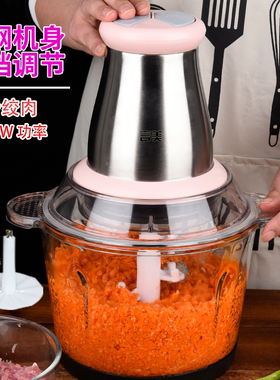 绞肉机不锈钢料理机绞菜多功能电动家用饺馅机搅拌切打肉蒜泥神器