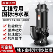 WQ系列污水泵380v三相抽粪泥浆无堵塞地下室集水坑提升潜水排污泵