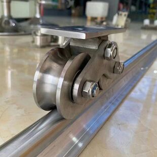 不锈钢304地轨电动平移门路轨地面实心圆轨庭院推拉门导轨滑轨