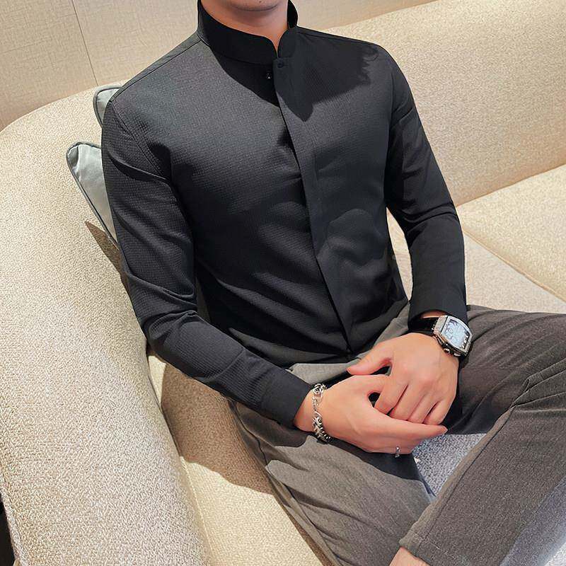 立领衬衫男长袖2026士新款衬中ZS240351式国风男装高级感中山新装