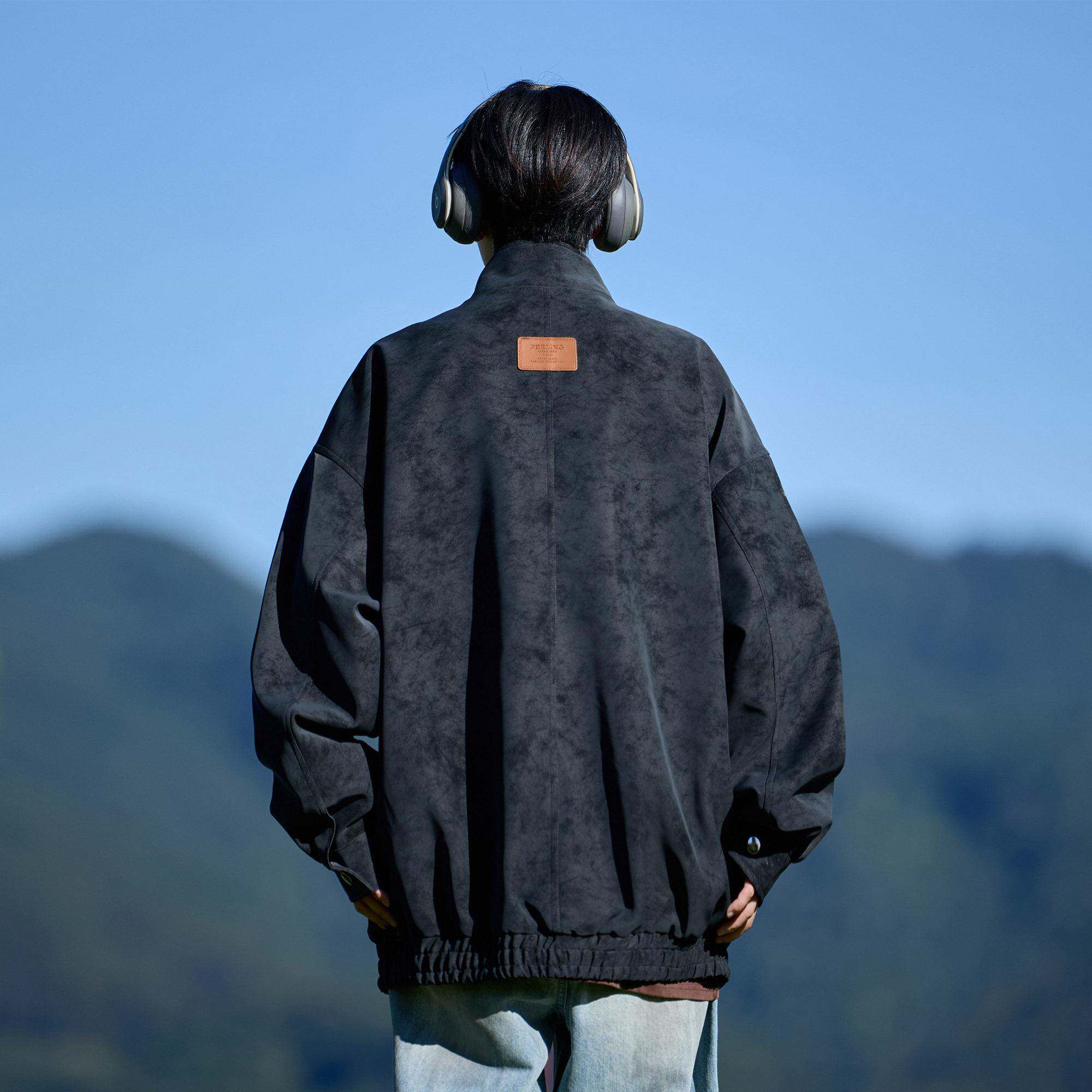 VUUV-5382M1G扎装麂皮外套男春秋季美式高级感痞帅染绒宽松休闲立