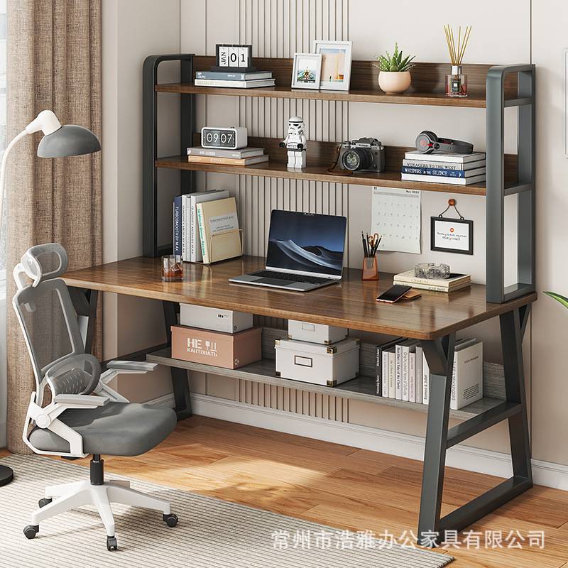 电脑桌台式家用学生学习写字桌卧室书桌书架一体小桌子简易办公桌