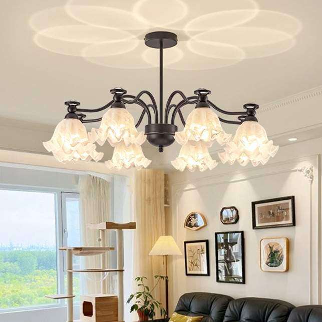 美式复古风吊灯中古田园铃兰花朵客厅灯黑色主卧室灯餐厅氛围灯具,3C数码配件,USB灯,淘宝优惠券,粉丝福利购,淘宝优惠卷