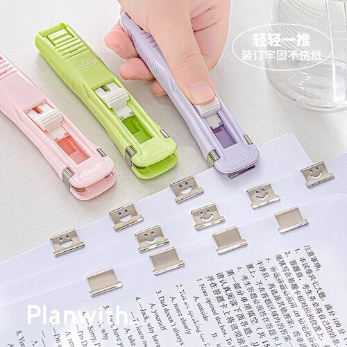 速发Plawith省力推夹器推推夹订书彩色夹文件小夹子文具固定试卷
