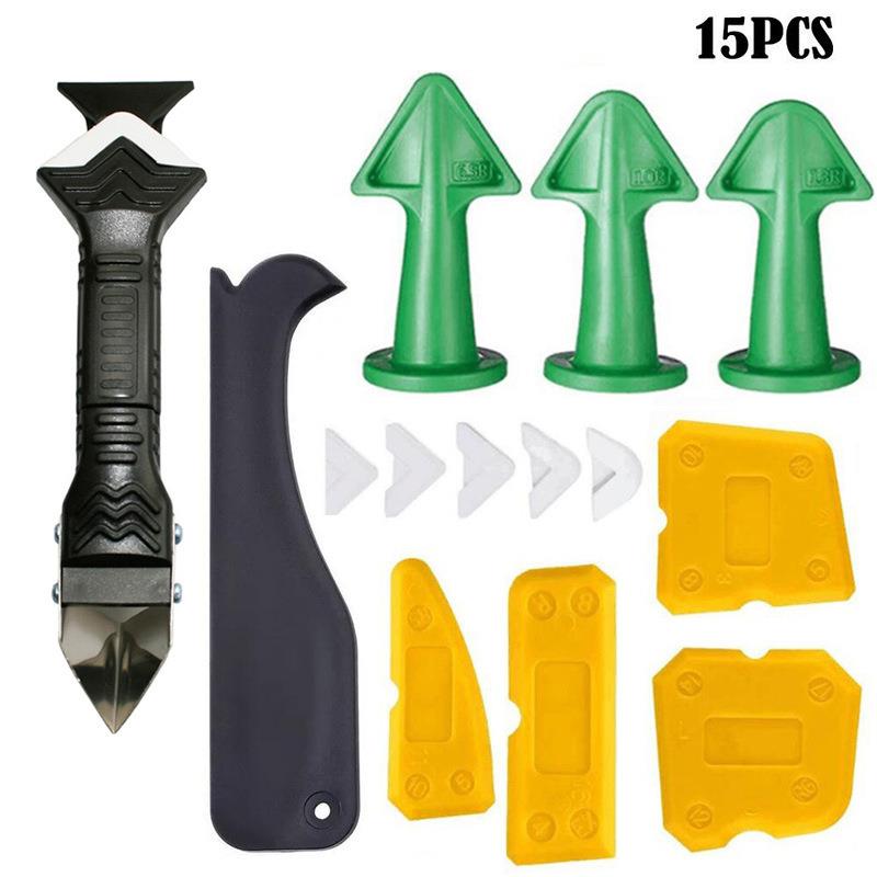 15PCS美缝工具填缝涂抹胶嘴缝隙密封胶修整刮板去除刮刀X20