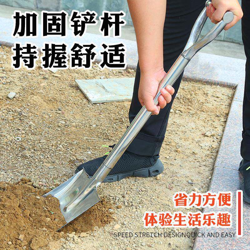 现货供应80公分不锈钢连体铲农用户外铁铲铁锨方铲园林工具