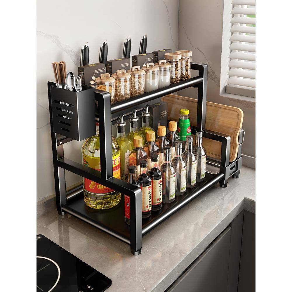 厨房置物架筷子刀架台面调味品油盐酱醋收纳架子多功能调料置陵星