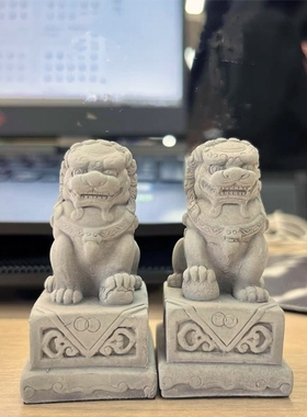 迷你石狮子小摆件桌面鱼缸看门家用门口一对造景入户装饰宿舍