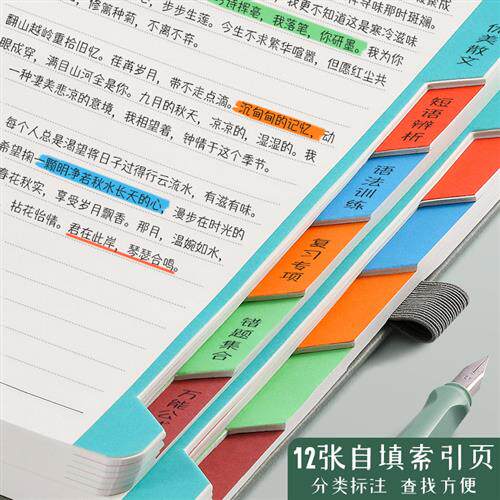 笔记本分类分层多功能带分类标签的记账本分隔页索引学生带分类的