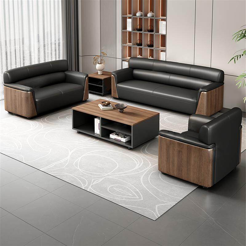 老板办公室商务办公沙发西皮接待会客区洽谈沙发茶几组合