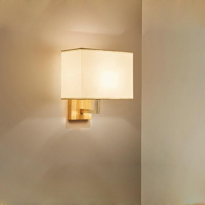 直供现代简约北欧创意实木艺温馨卧室床头灯墙壁走廊过道布罩壁灯