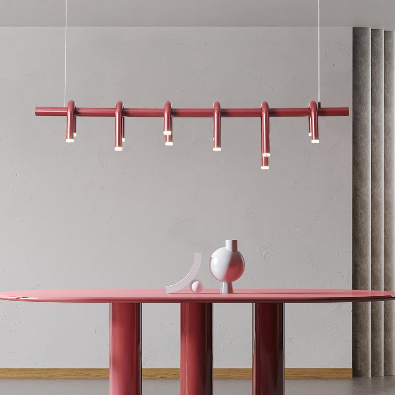 现代简U型客厅吊灯北极欧长条餐板厅台卧室样房吧岛台圆D1968环形